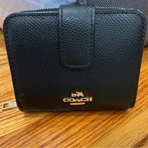 Coach Black Leather Compact Wallet